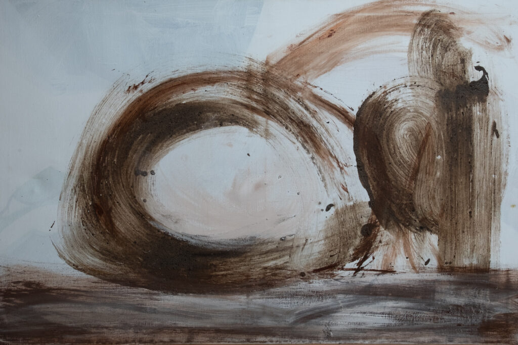 Erdzeichen 1, Acryl mit Erde auf Leinwand, 130 x 85 cm, 1998