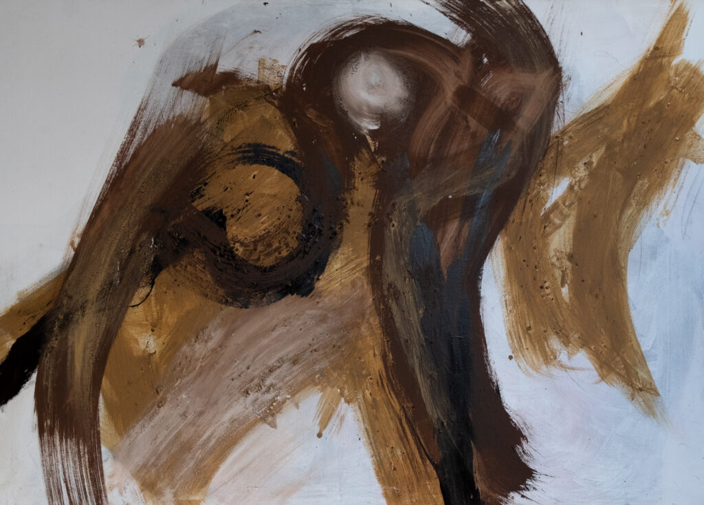 Erdzeichen 4, Acryl mit Erde auf Leinwand, 140 x 100 cm, 1998