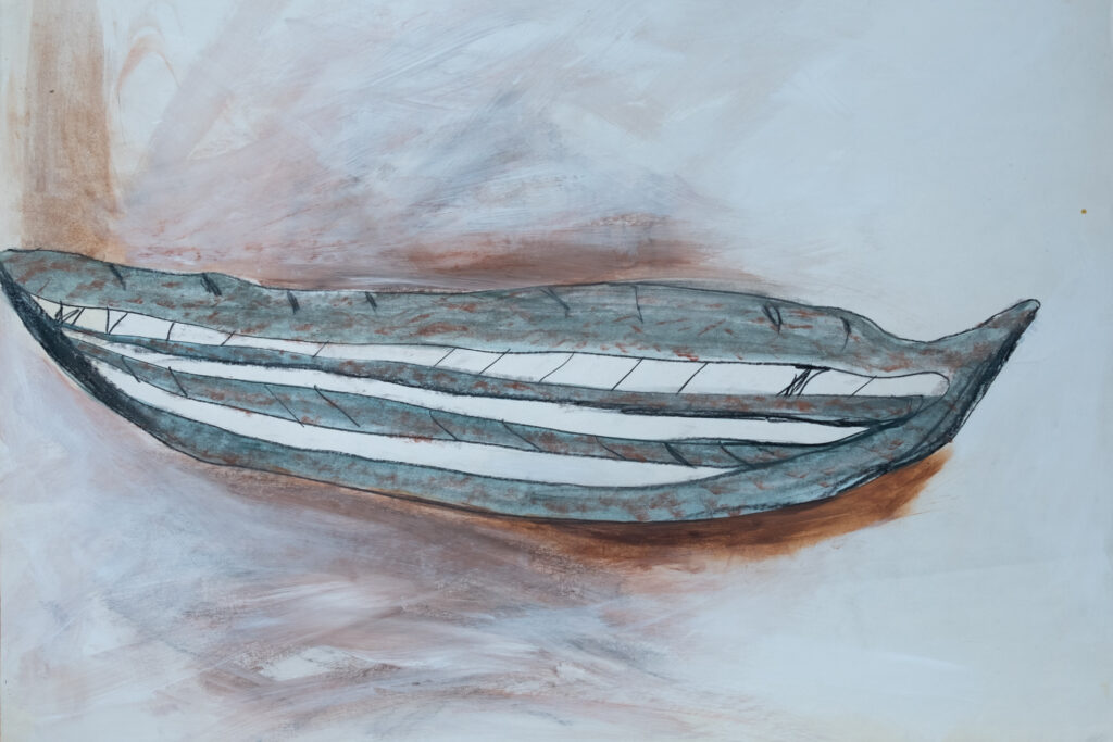 Bootbote 3, Mischtechnik auf Papier, 88 x 62 cm, 1990