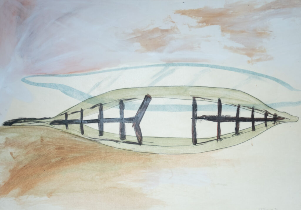 Bootbote 1, Mischtechnik auf Papier, 88 x 62 cm, 1990