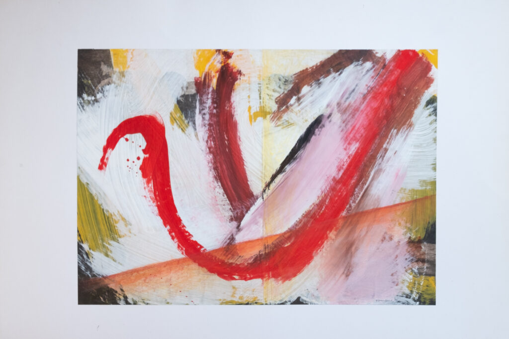 Roter Bogen, Acryl auf Papier, 68 cm x 49 cm, 1989