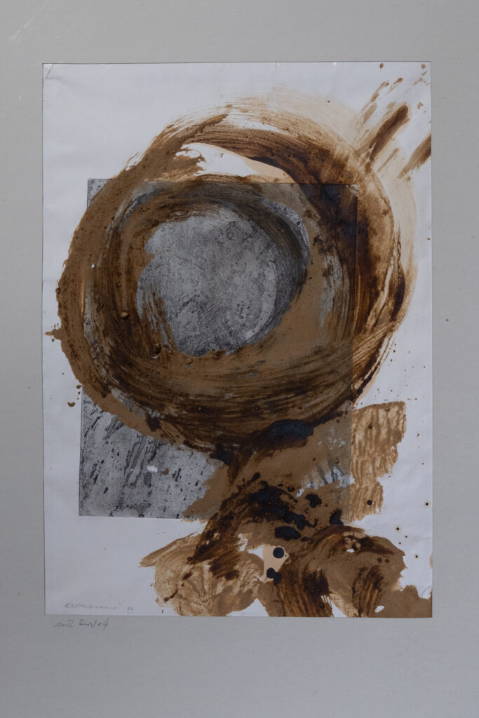 Mit Erde 4, Acryl/Erde auf Radierung, 29 x 41 cm, 1997