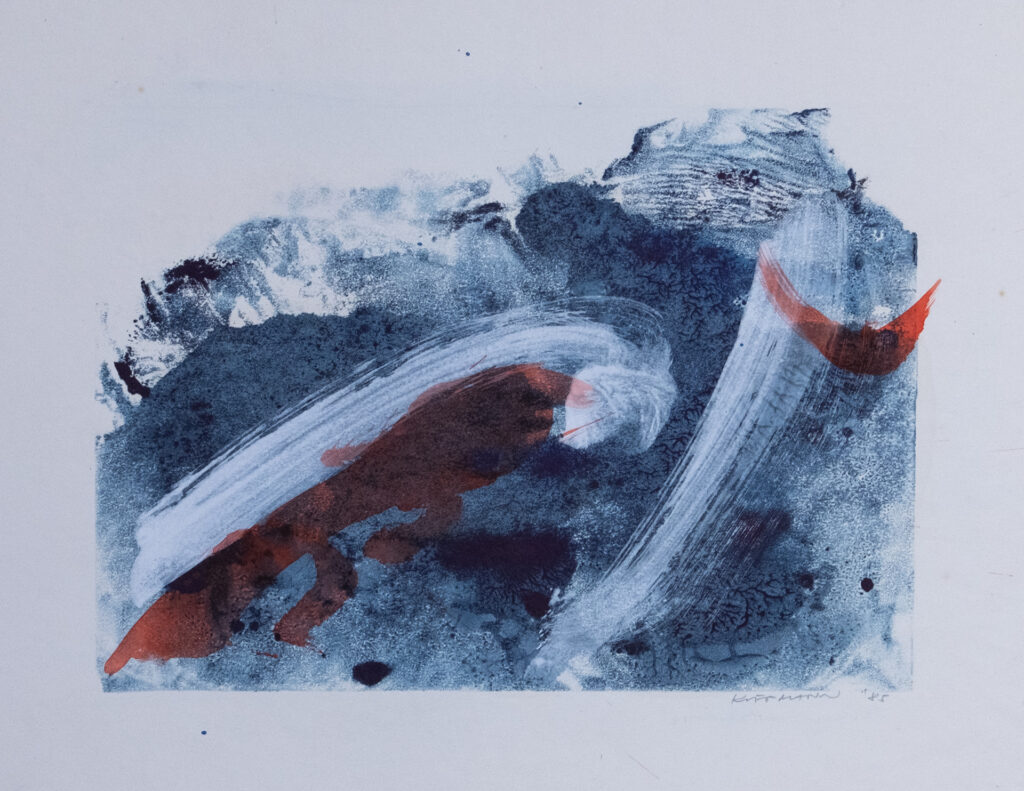 Zeichen weiß / orange, Acryl, 37 x 28 cm, 1985