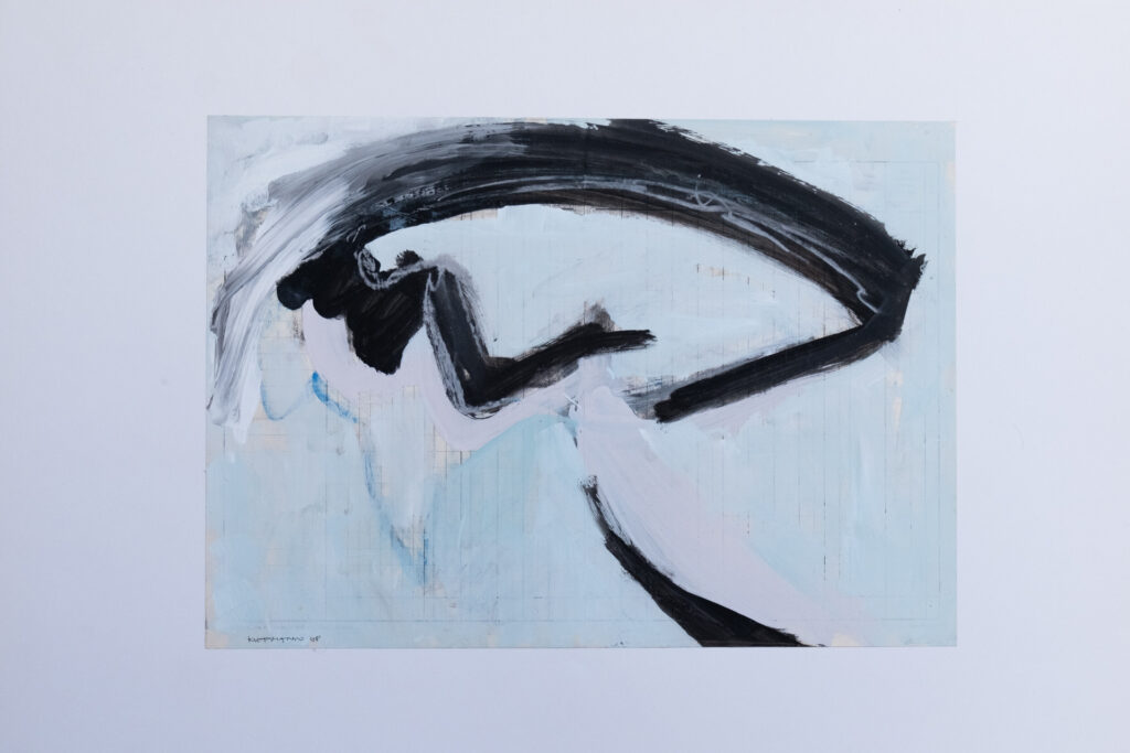 Schwarzes Zeichen, Acryl, 43 x 30 cm, 1988