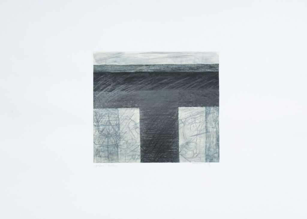 Großer T-Balken, Mischtechnik, Graphitstift, 76 x 23 cm, 1979