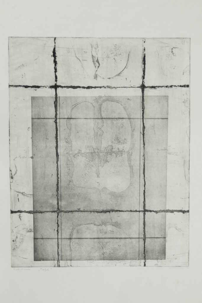 Tafel, Radierung, 36 x 45 cm, Auflage 9, 1978