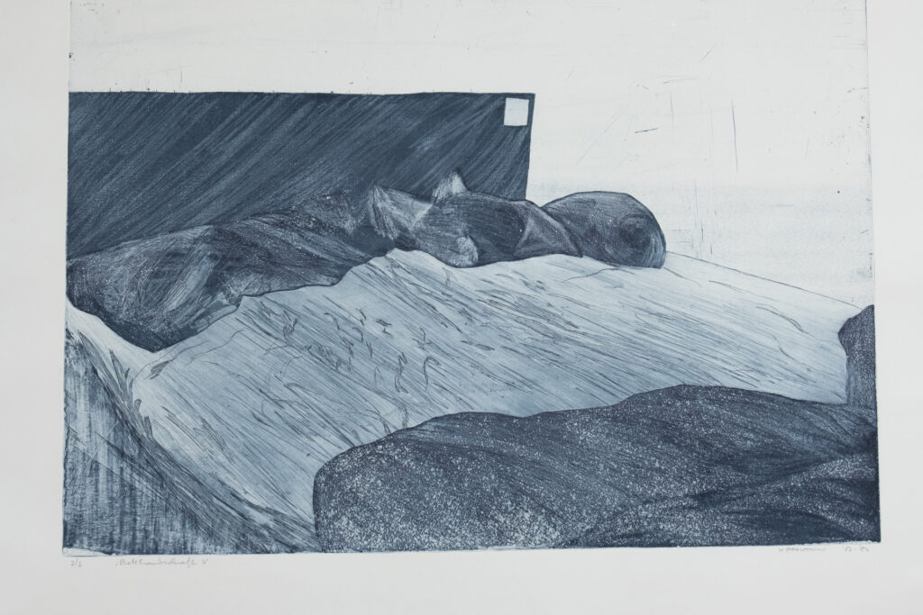 Bettlandschaft 1, Radierung, 69,6 x 49,1 cm, Auflage 7, 1982 / 83