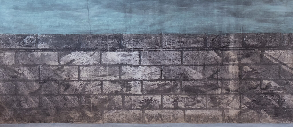 Mauer, Acryl/Mischtechnik auf Leinwand, 194 x 86 cm, 1974