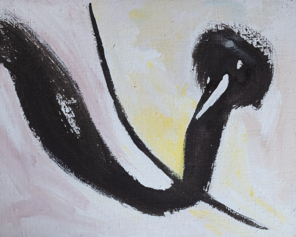 Figur und Bogen, Acryl auf Leinwand, 51x42 cm, 1988