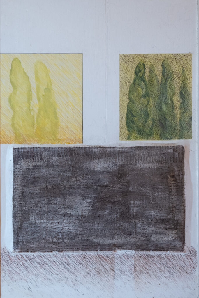 Erdfenster, Acryl/Kreide auf Spanplatte, 82 x 130 cm, 1976