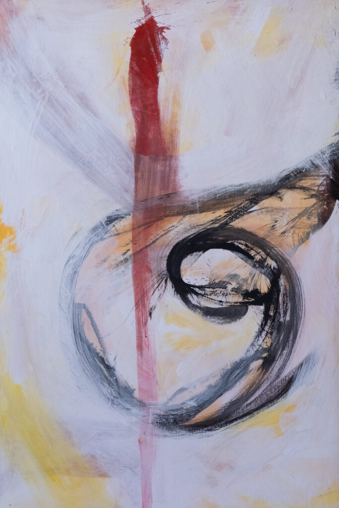 Rot mit Spirale, Acryl auf Leinwand, 81 x 122 cm, 1988