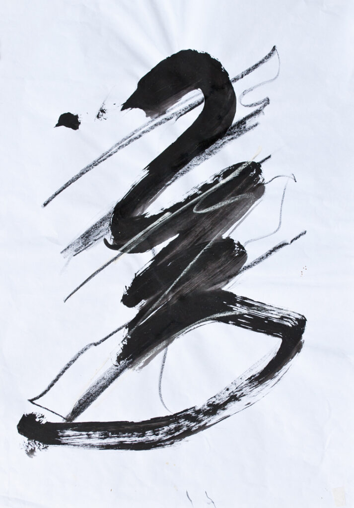 Ohne Titel 15a, Kohle, Tuschpinsel auf Papier, 33,3 x 49 cm, 2019
