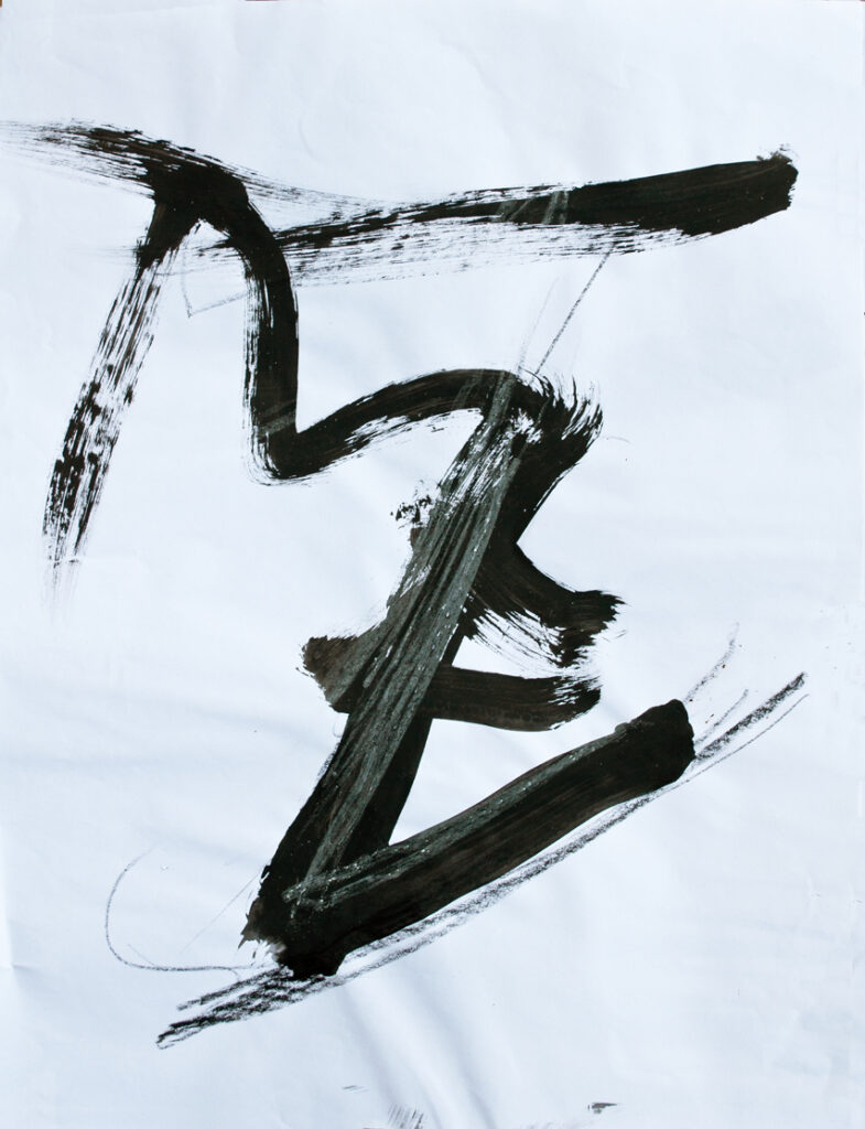 Ohne Titel 15d, Kohle, Tuschpinsel auf Papier, 33,3 x 49 cm, 2019
