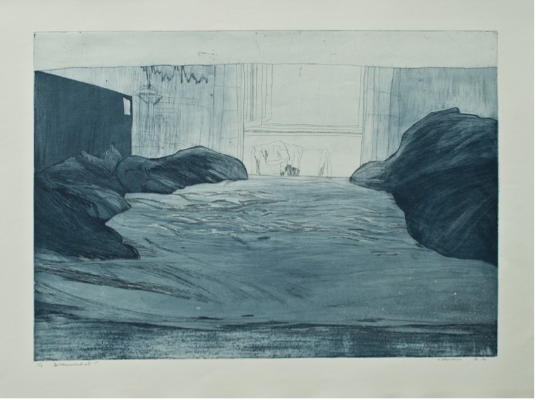 Bettlandschaft 4, Radierung, 69,6 x 49,1 cm, Auflage 7, 1982 / 83