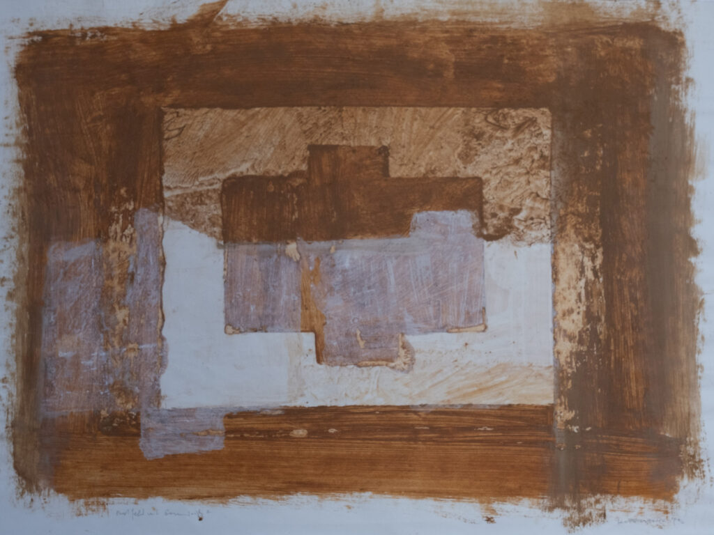 Erdfeld mit Grundriss 2, Acryl/Erde, 66 x 48 cm, 1993