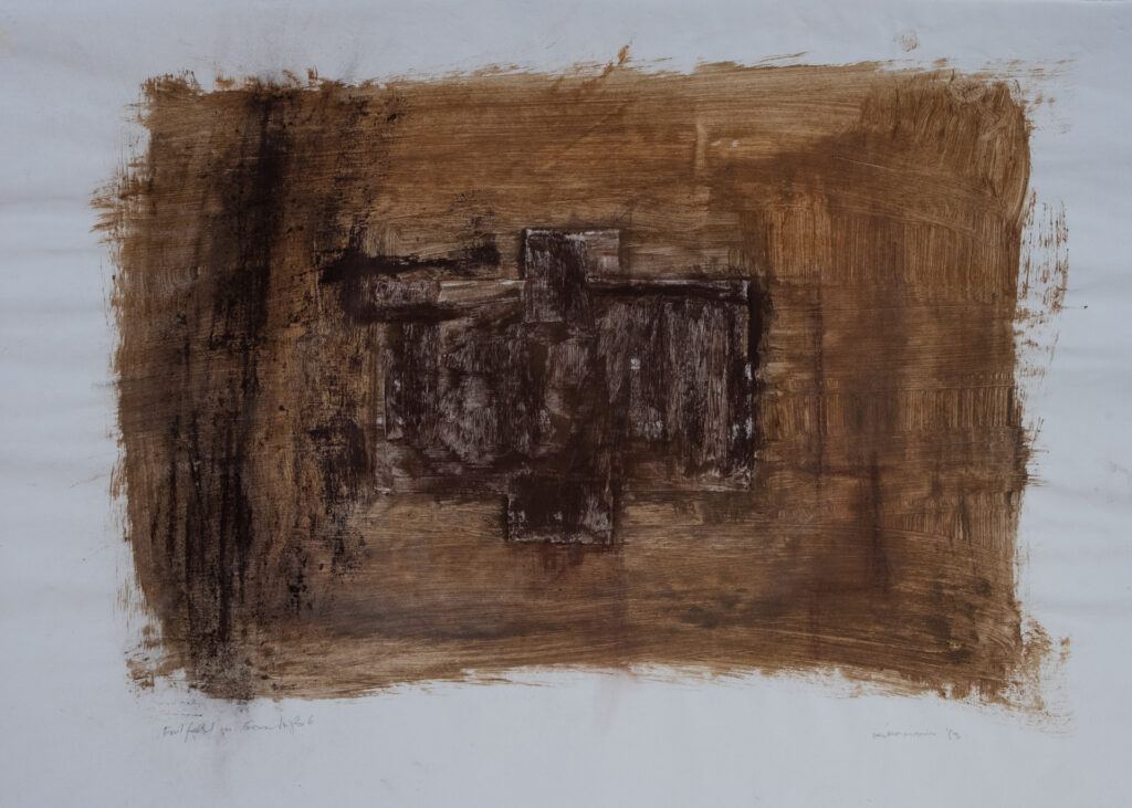 Erdfeld mit Grundriss 6, Acryl/Erde, 66 x 48 cm, 1993